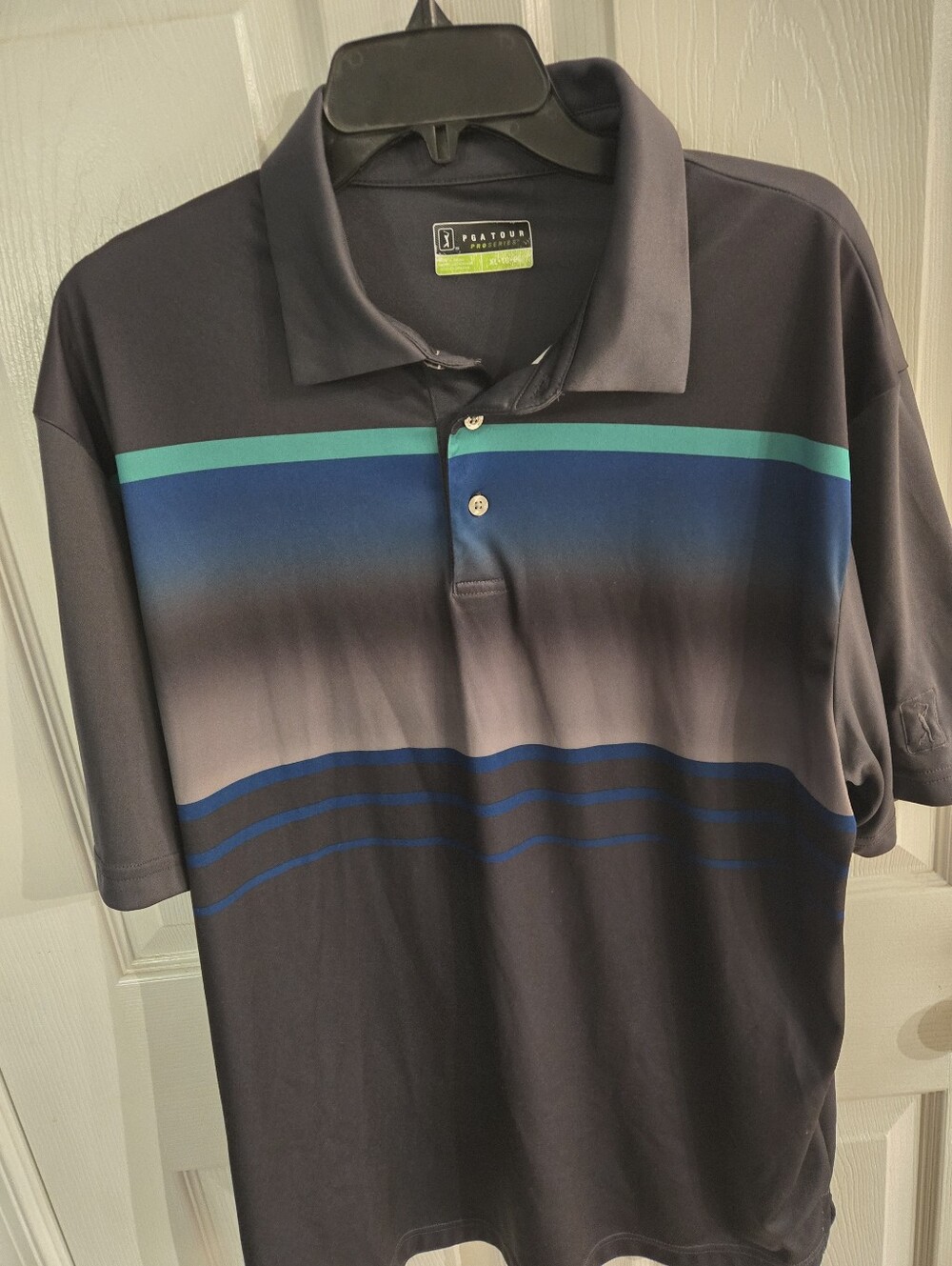 PGA Tour Pro Series Men's Black, Gray, and Blue Polo Shirt (XL)